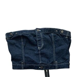 Fashion Nova NWT Keep you Close Dark Wash Denim pin striped Tube Top women’s XL